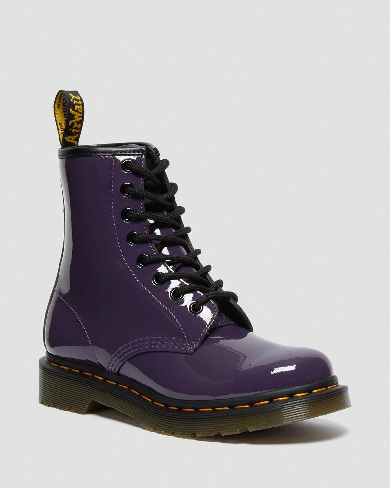 Dr Martens 1460 Lak Læder Snørestøvler Dame Lilla | DK 196NWY